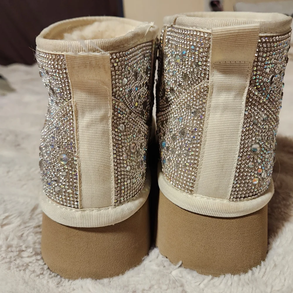 Hey Girl by Corkys Womens Sz 6 Booties "Homebody" All Over Rhinestone Platform - Picture 9 of 13